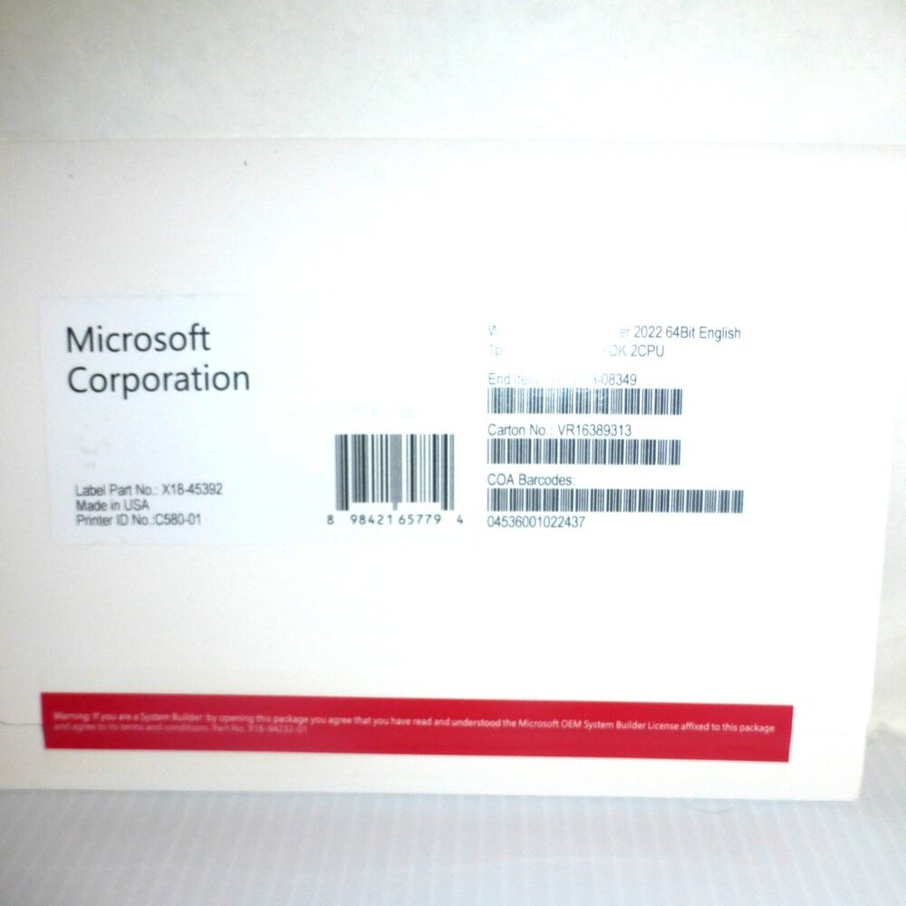Microsoft Corporation WINDOWS Svr Datacenter 2022 64Bit English SDP OEI DVD ROK